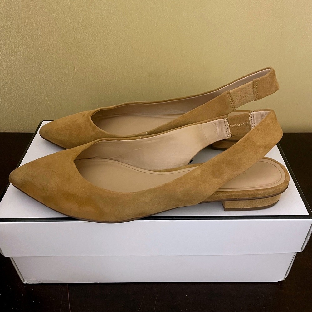 Banana Republic Womens Tan Suede Pointed Toe Slingback Flats‎ Size 7.5 Camel